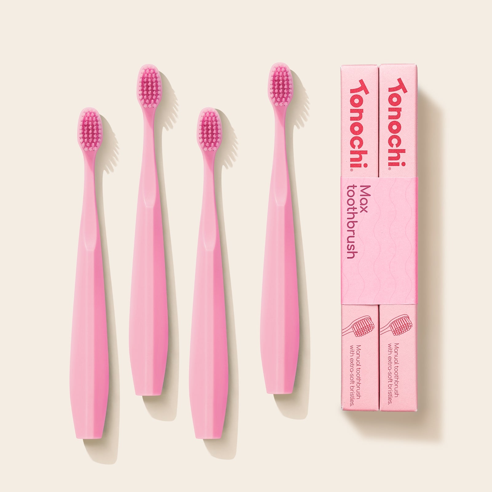 Max Toothbrush • Extra Soft for Sensitive Gums • 4-Pack (Blush Pink)
