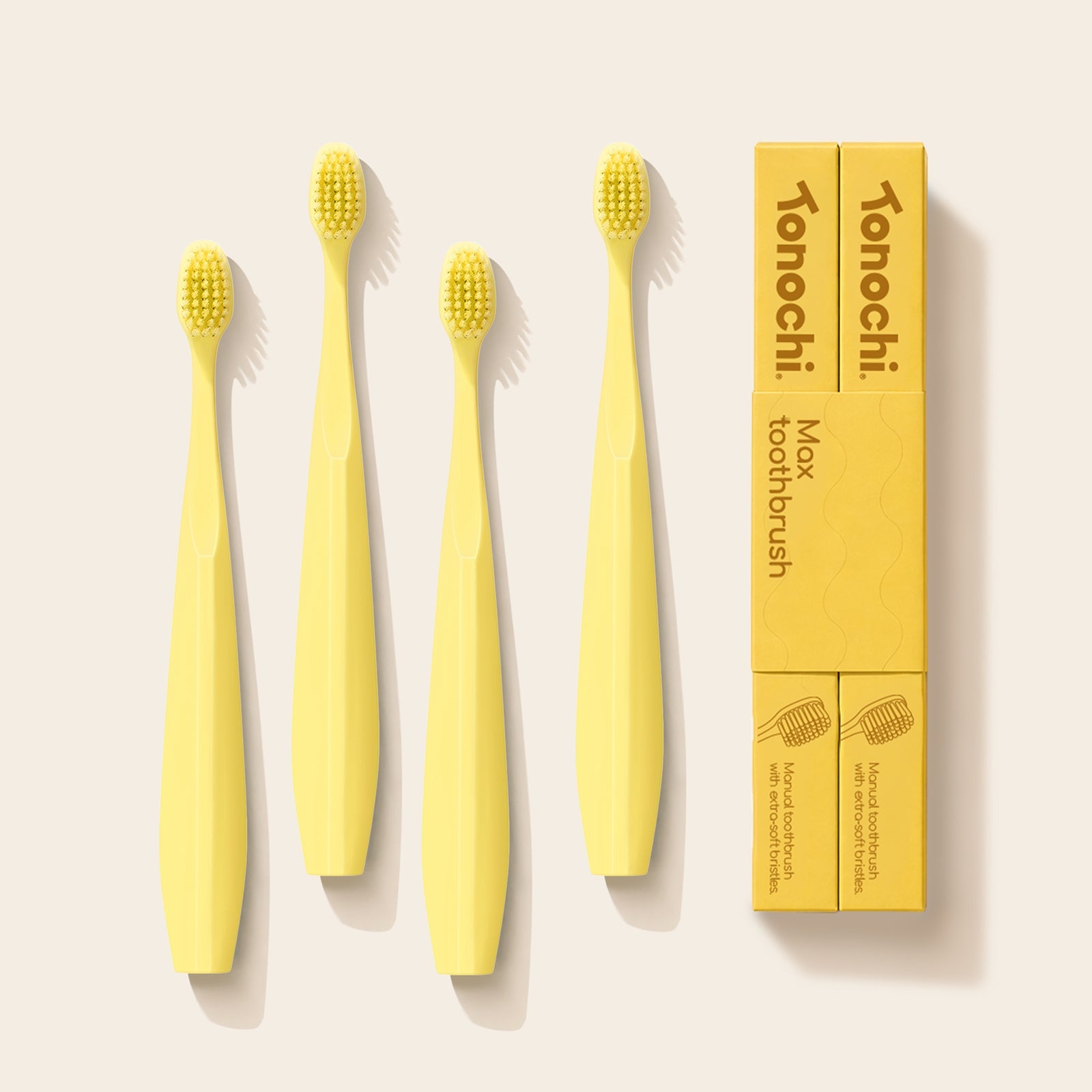 Max Toothbrush • Extra-Soft for Sensitive Gums • 4-Pack (Lemon Yellow)