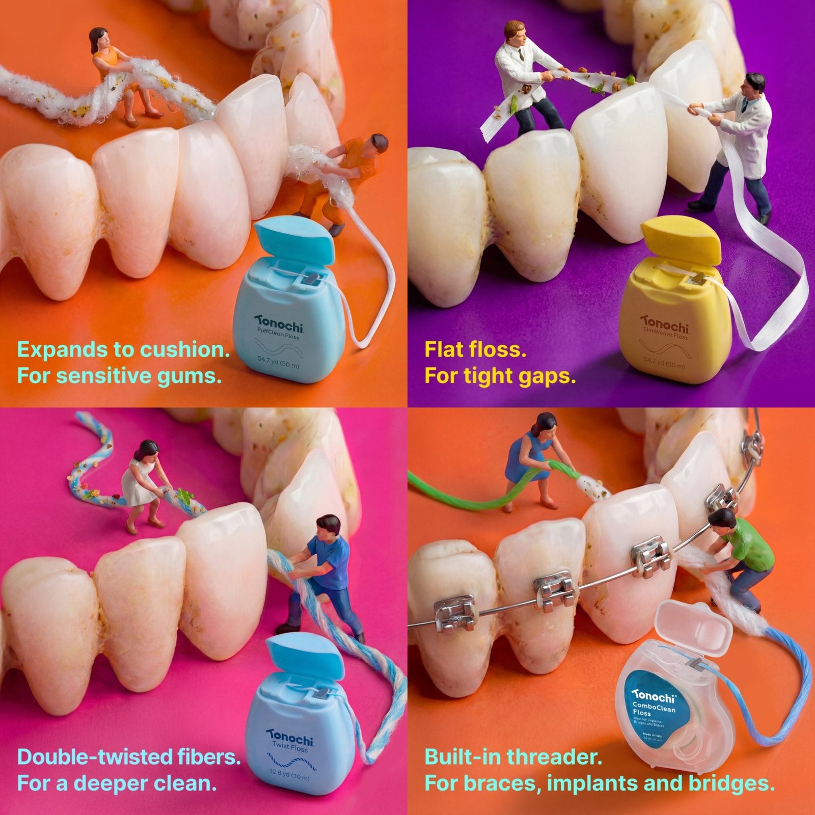 PuffClean Floss • Extra-Soft for Sensitive Gums • 3-Pack (50 m / 55 yd)