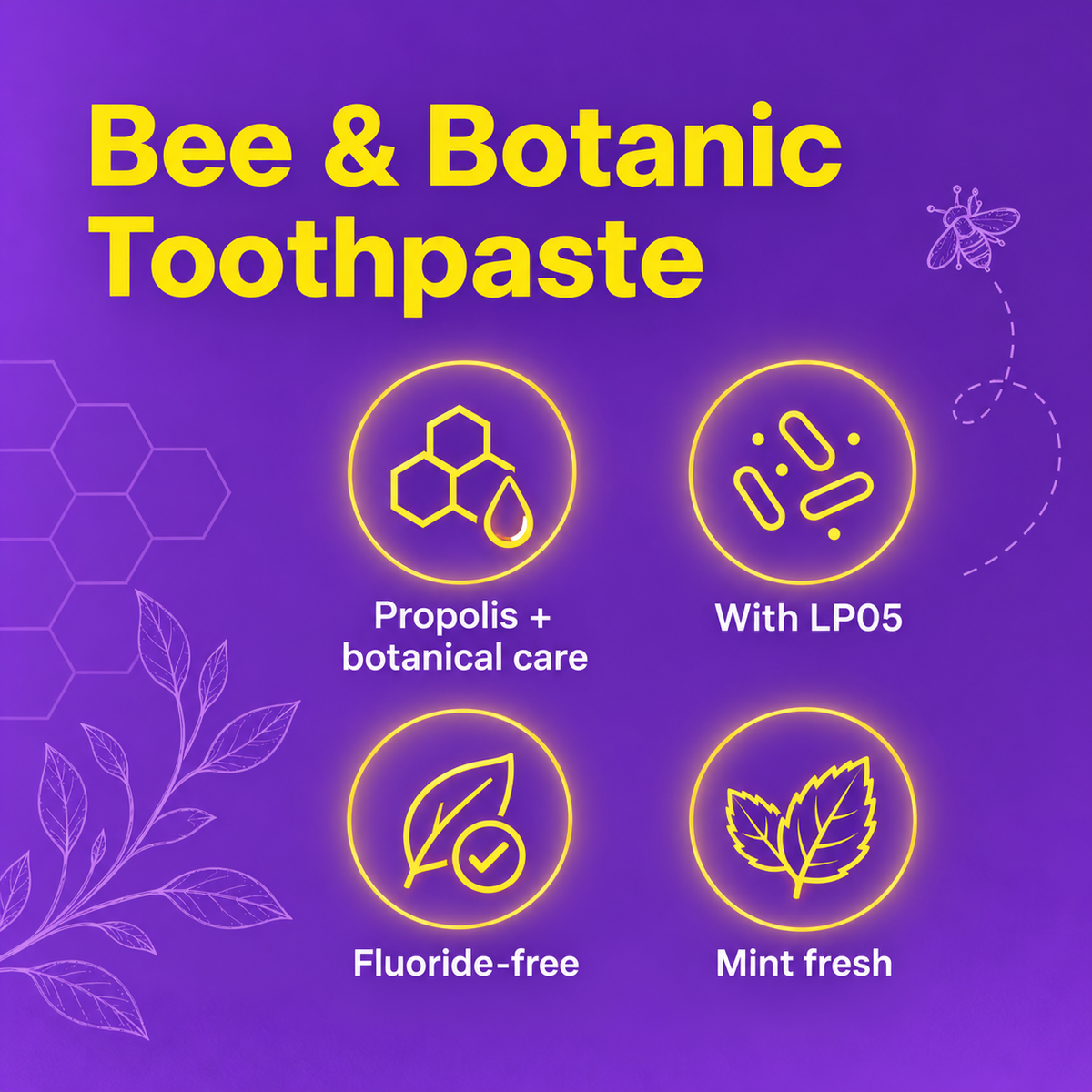 Tonochi Bee & Botanic Toothpaste: Propolis & LP05 Probiotic Herbal Toothpaste, Fluoride Free, 1.76 oz (50g)