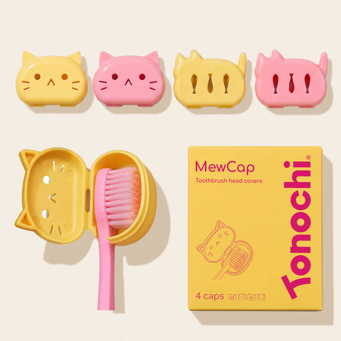 Mew Cap Toothbrush Head Covers (Mixed Colors, 4-Pack)