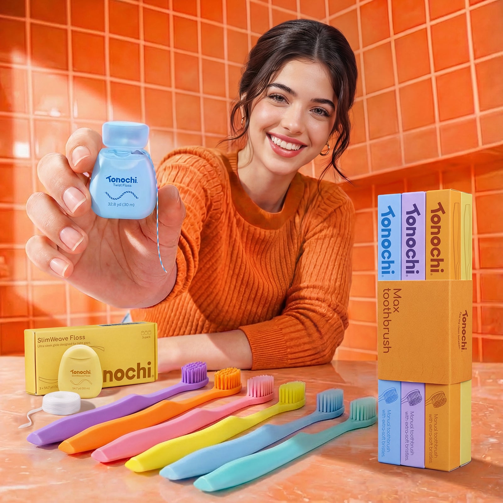 [Family Set] • 6 Max Toothbrushes + 6 Floss + Free Pouch