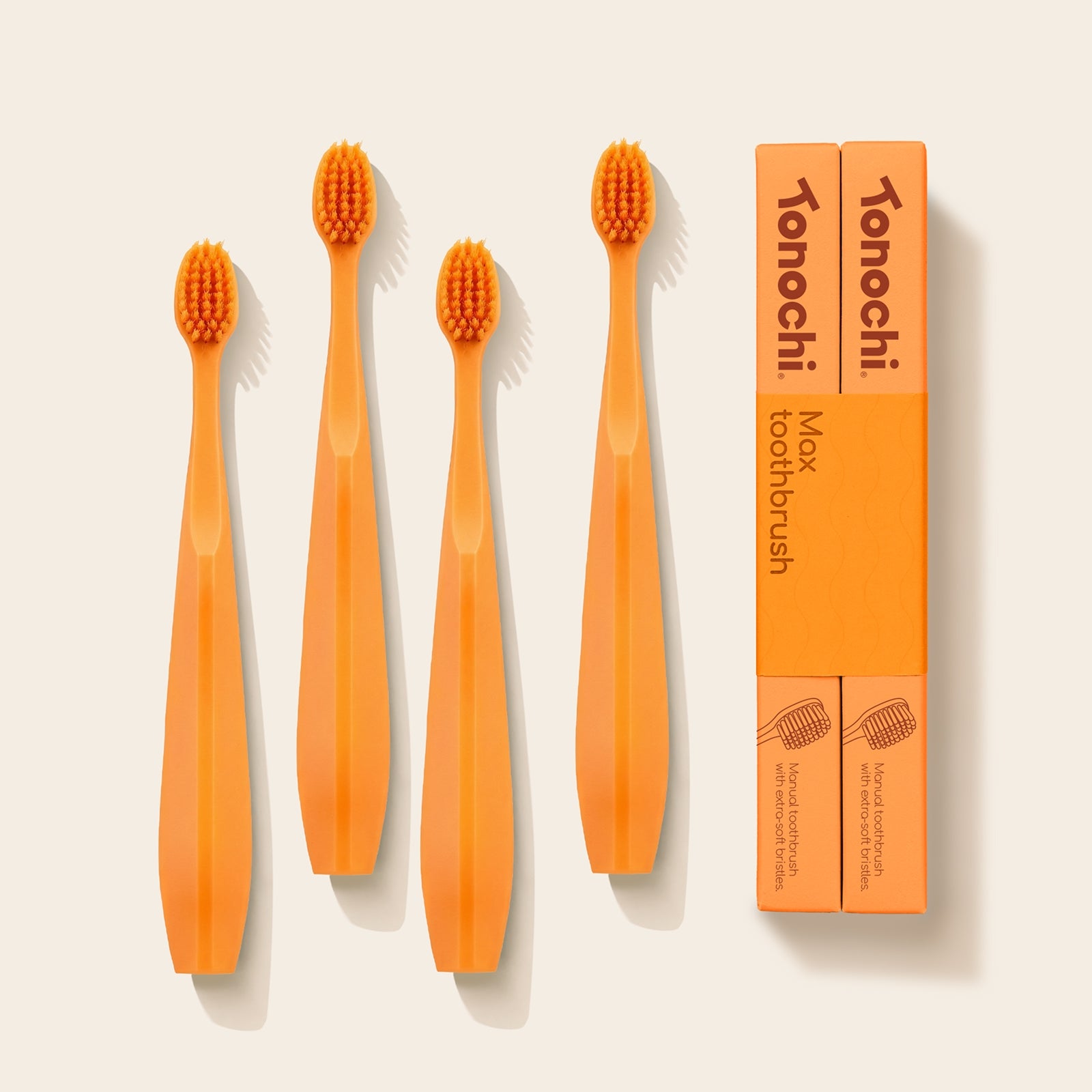 Max Toothbrush • Extra Soft for Sensitive Gums • 4-Pack (Sunset Orange)