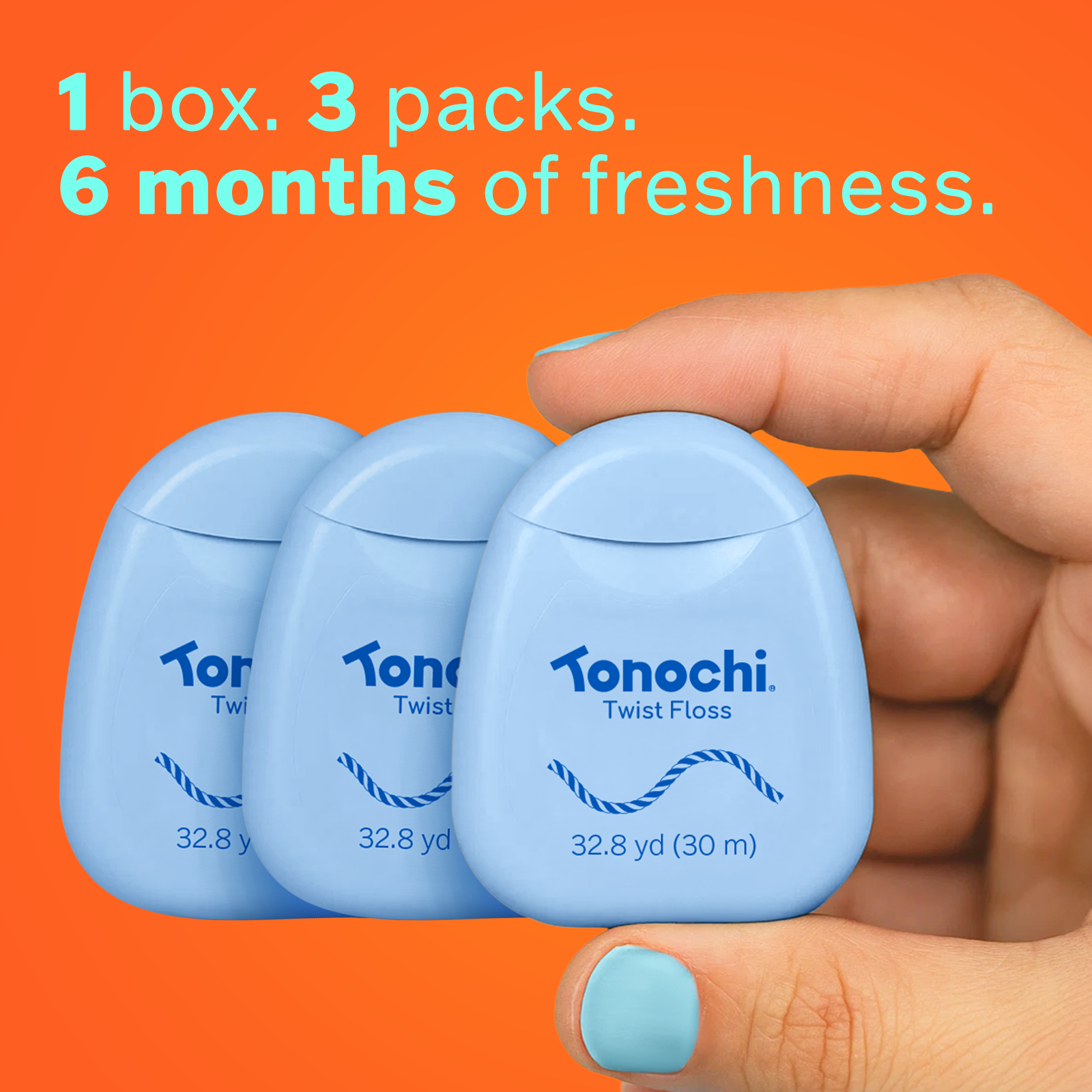 Tonochi Twist Floss in blue packaging 