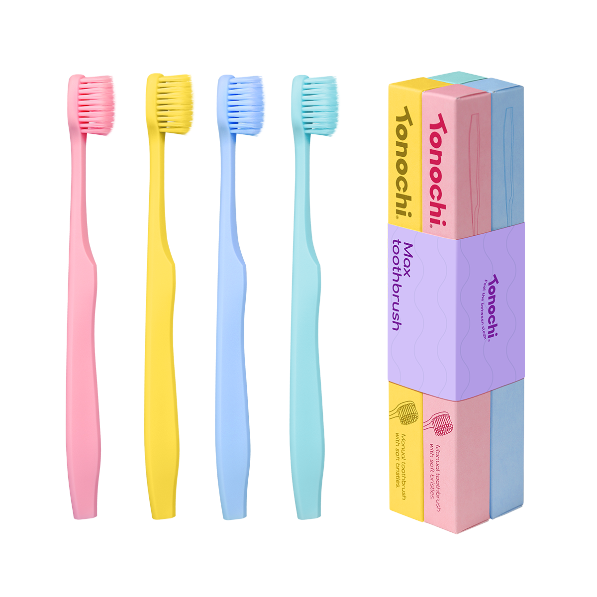 Max Toothbrush • Extra Soft for Sensitive Gums • 4-Pack (Macaron Mix)