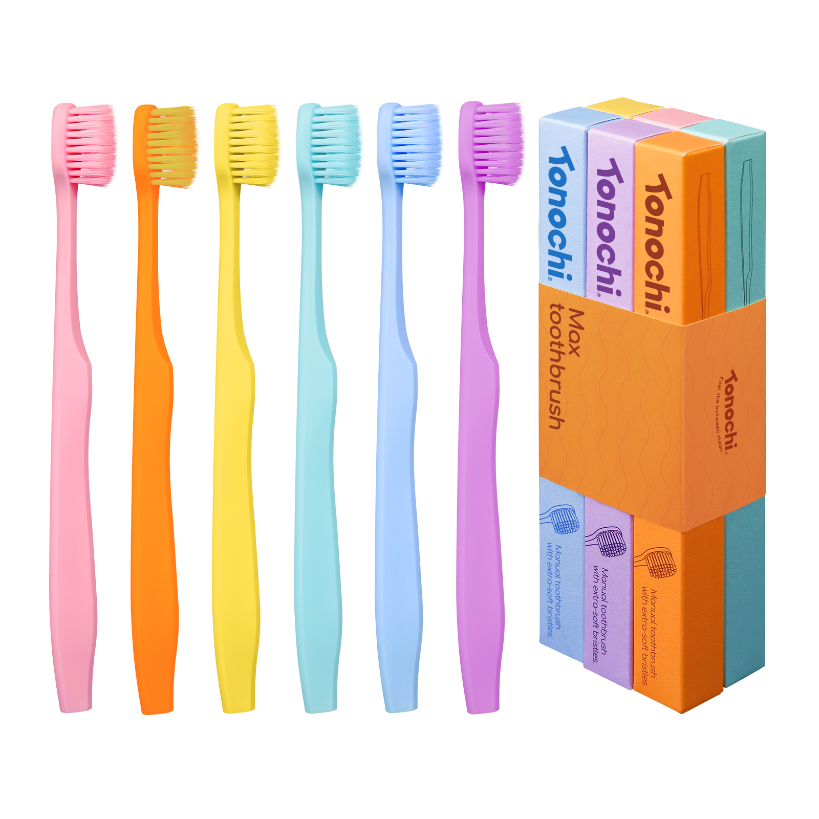 Max Toothbrush • Extra Soft for Sensitive Gums • 6-Pack (Rainbow Mix)