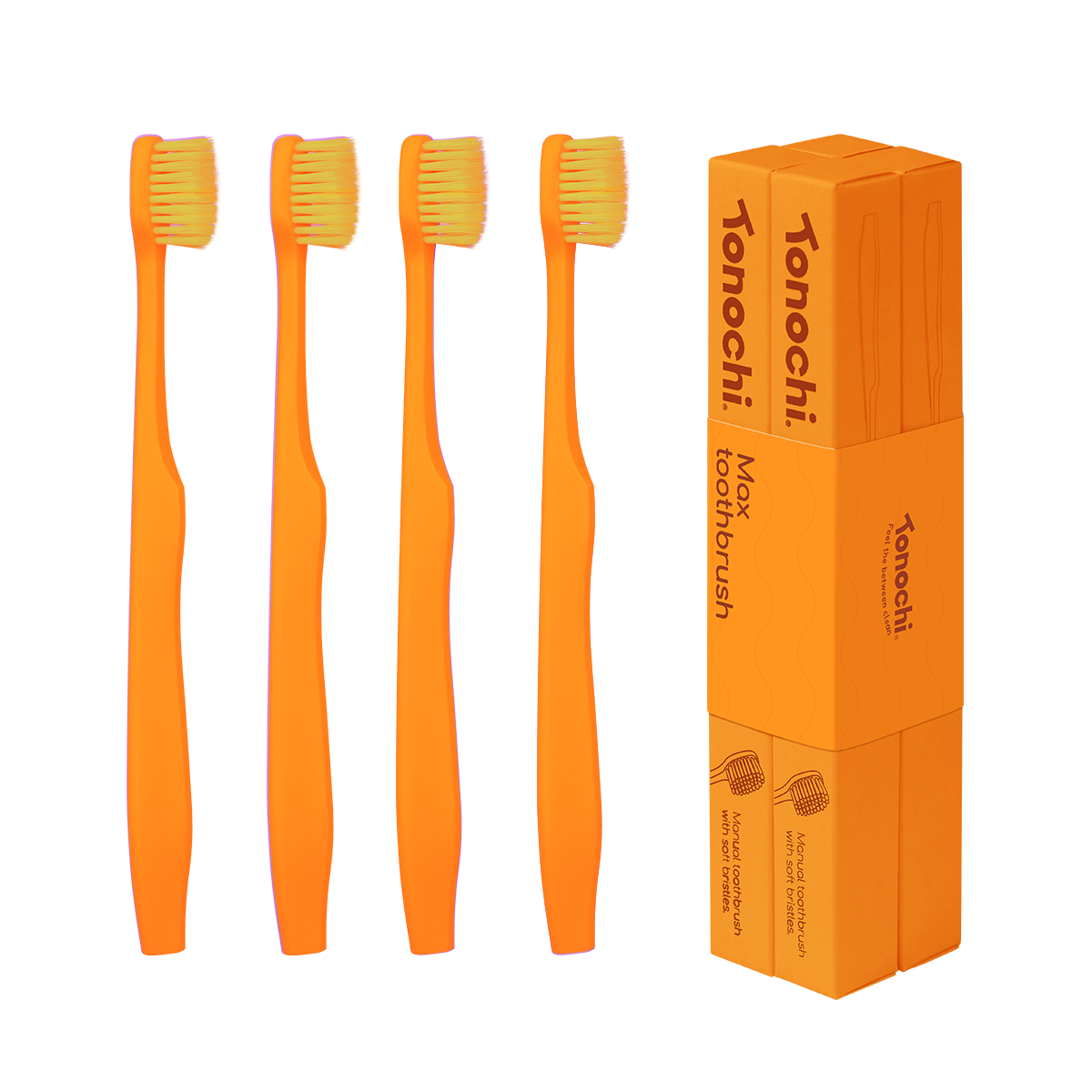 Max Toothbrush • Extra Soft for Sensitive Gums • 4-Pack (Sunset Orange)