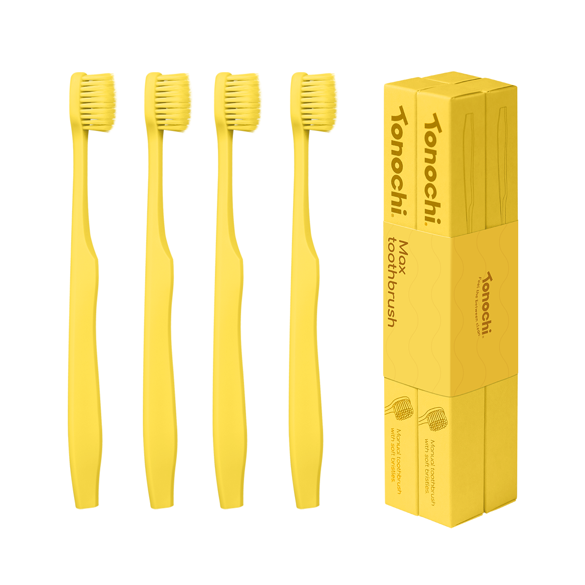 Max Toothbrush • Extra-Soft for Sensitive Gums • 4-Pack (Lemon Yellow)