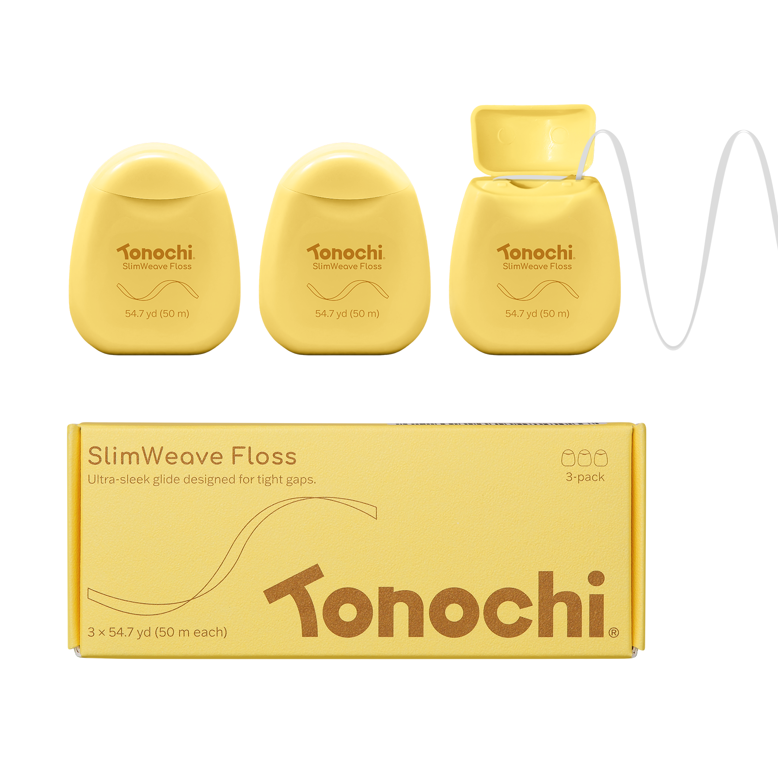 SlimWeave Floss • Ultra-Sleek Flat • 3-Pack (50 m / 55 yd each)