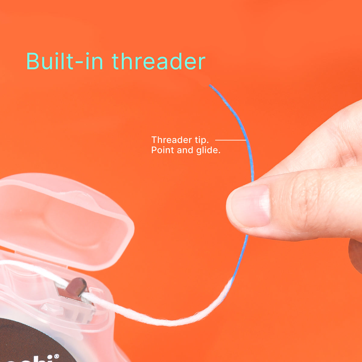 ComboClean floss with its built-in threader tip
