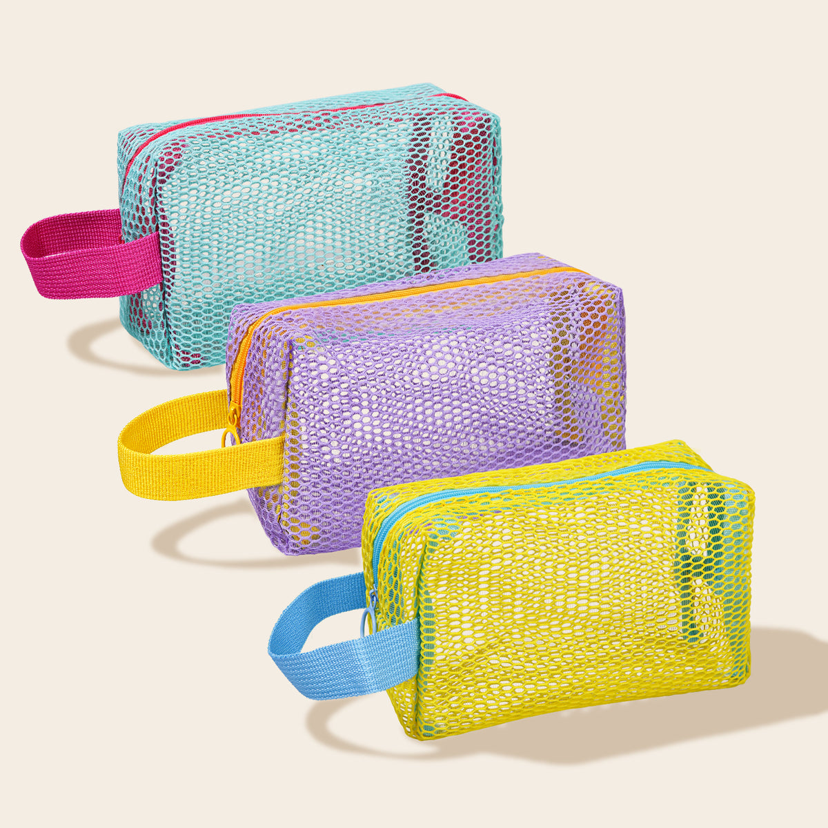 Pack & Go Pouch New, three colorblock mesh toiletry bags