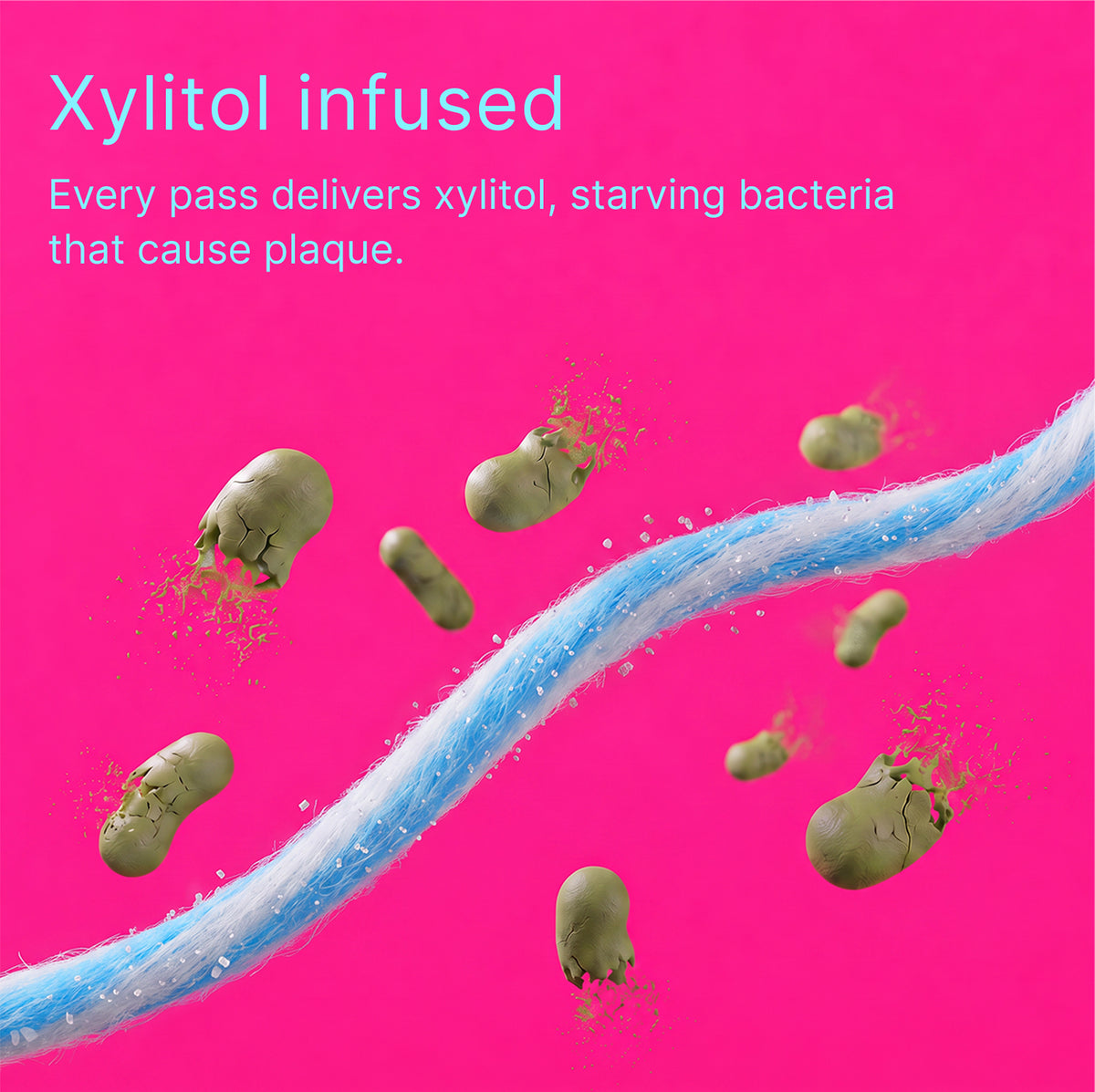 Twist floss infused with xylitol